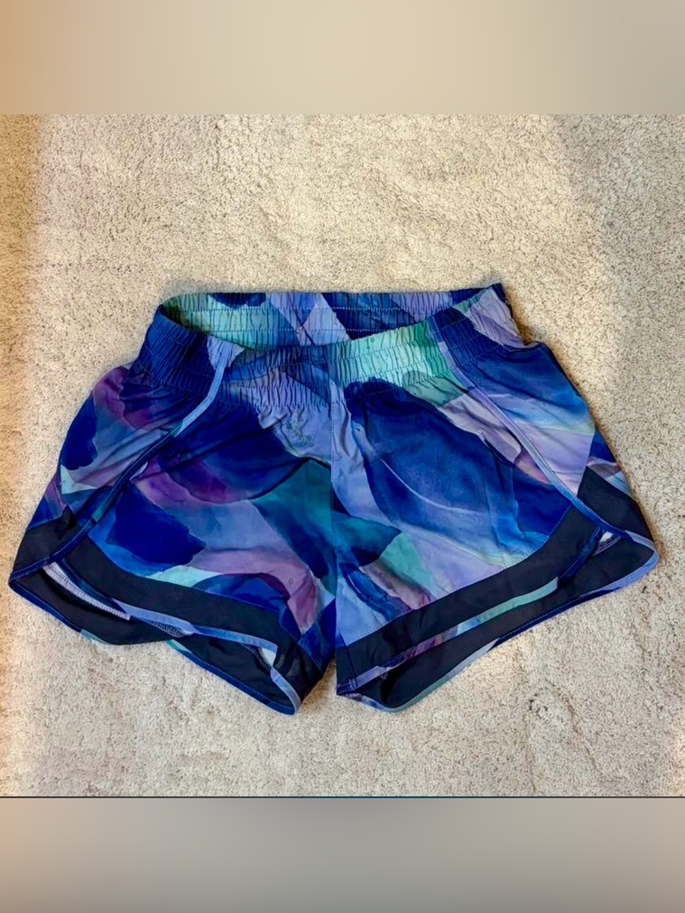 Athleta Blue Watercolor Athletic Shorts
